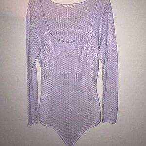 Pointelle Lavender Square Neck Bodysuit